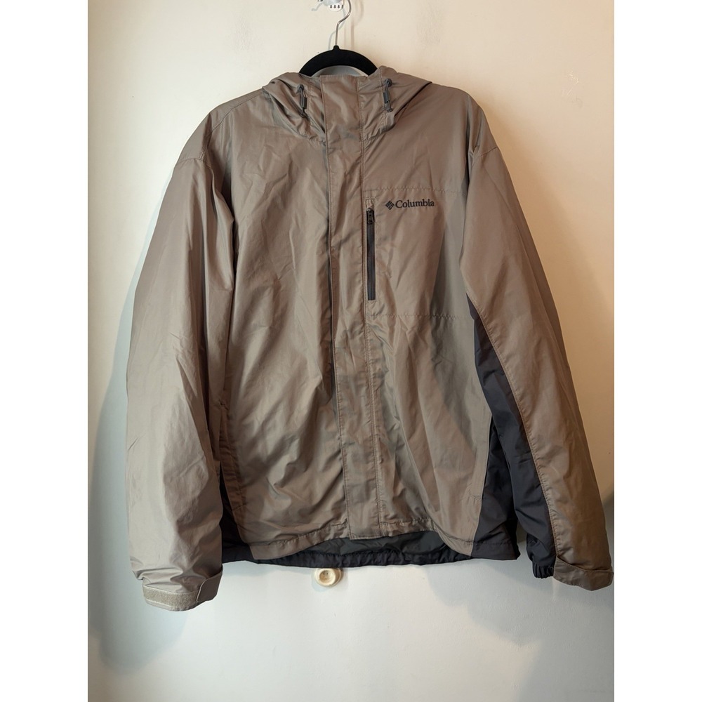 Columbia Womens XL Gray Hooded Lightweight Rain Jacket Windbreaker Omni-Tech